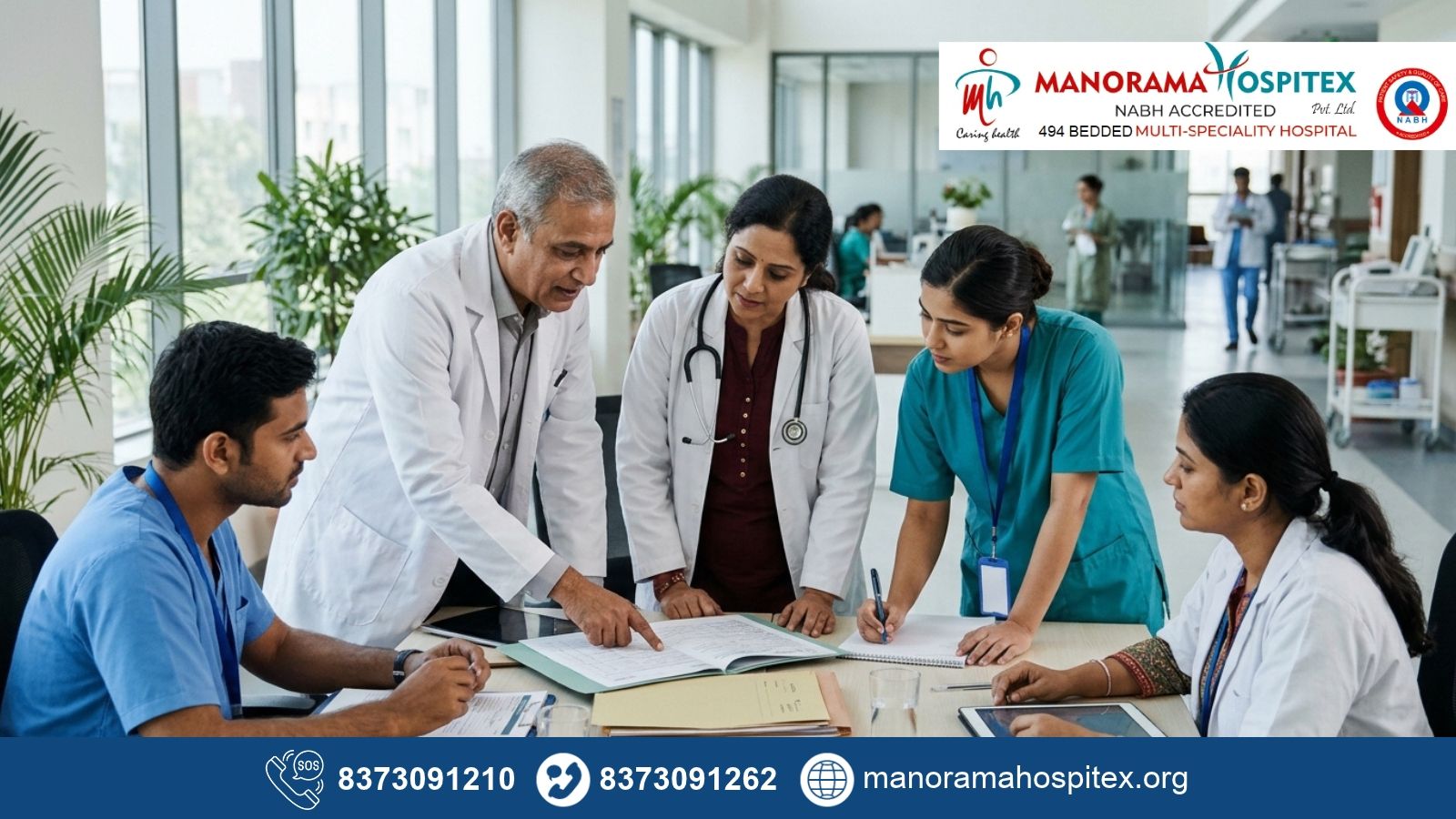 Healthcare team discussing a patient's care plan i